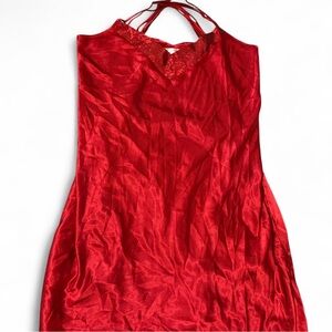 Cacique Vintage Red Flower v-neck plus sized slip